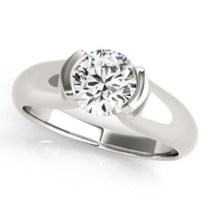 Round Half Bezel Solitaire Engagement Ring