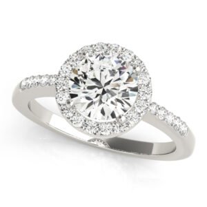 Single Row Halo Engagement Ring