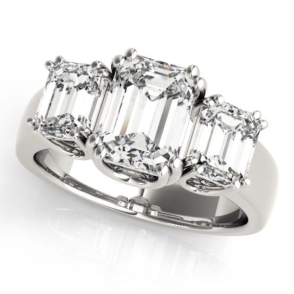3-Stone Double Prong Emerald Cut Engagement Rings