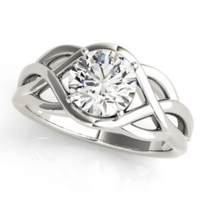 Round Solitaire Twisted Knot Engagement Ring