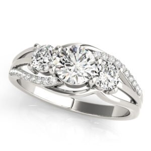 3-Stone Swirl Prong Set Engagement Ring