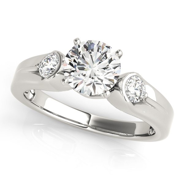 3-Stone Half Bezel Engagement Ring