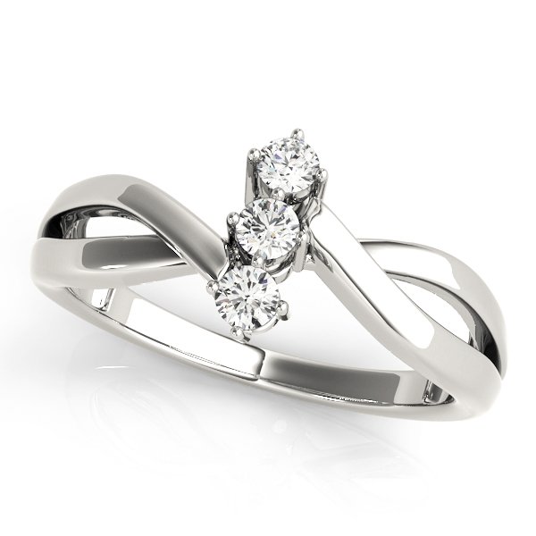 3-Stone Bypass Twisted Shank Engagement Ring