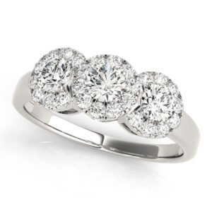 3-Stone Halo Engagement Rings