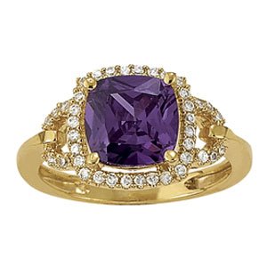Princess Cut Halo Color Ring