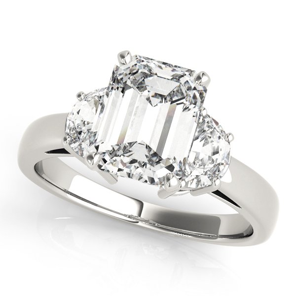 3-Stone Round & Emerald Cut Engagement Ring