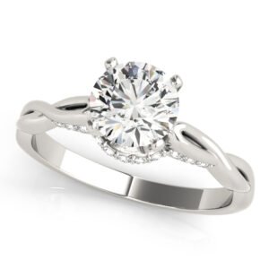 Solitaire Hidden Halo Twisted Engagement Ring
