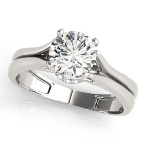 Solitaire Hidden Halo Split Shank Engagement Ring