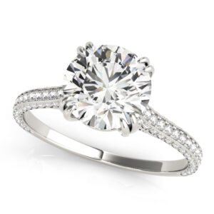 Multirow Double Prong Cathedral Engagement Ring