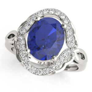 Oval Filigree Halo Color Ring