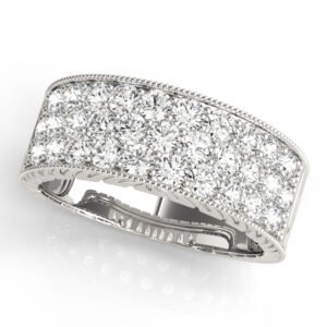 Multirow Pavé Milgrain Engagement Rings