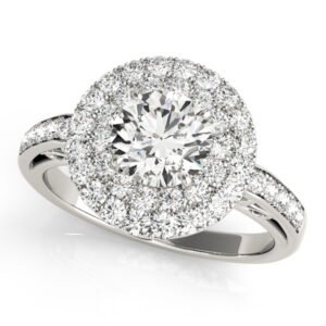 Single Row Double Halo Filigree Engagement Rings
