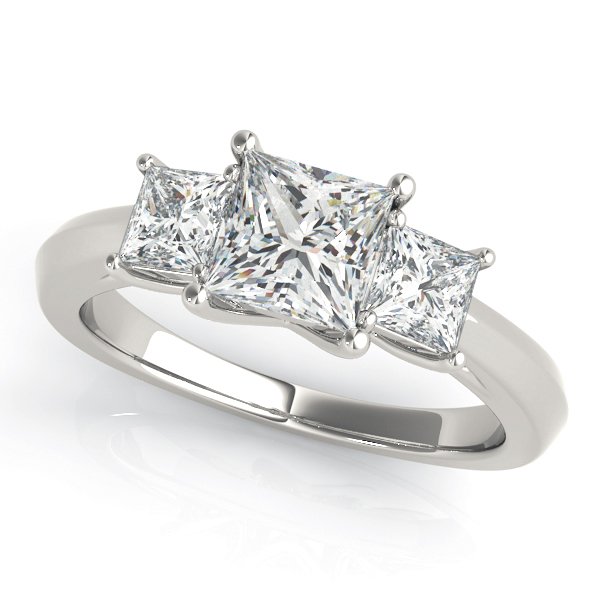 3-Stone Princess Cut Prong Set Engagement Ring