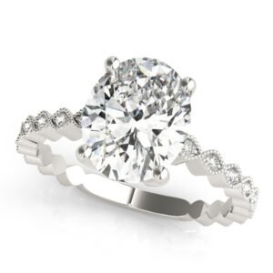 Marquise Shaped Milgrain Engagement Ring
