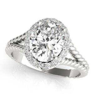 Oval Shape Halo Braided Shank Engagement Rings