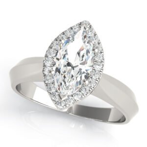 Marquise Shape Solitaire Halo Engagement Ring
