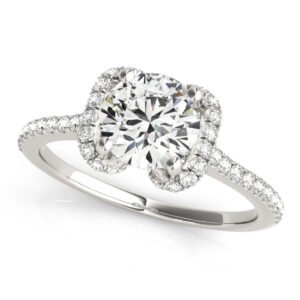 Single Row Halo Round Engagement Ring