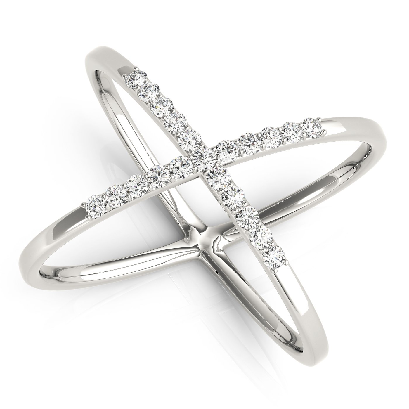X-Shaped Shared Prong Fashion Rings