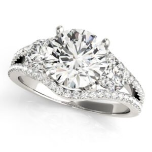 3-Stone Double Row Split Shank Engagement Ring
