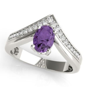 V-Shaped Prong In Channel Oval Color Ring