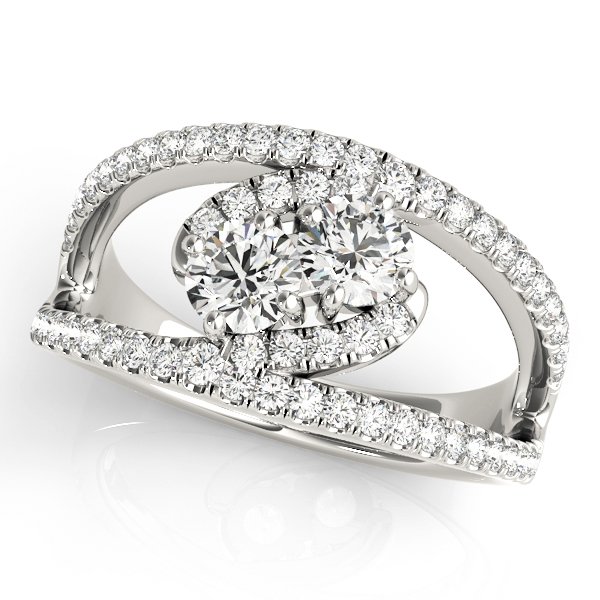2-Stone Split Halo Fashion Ring