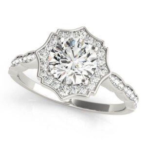 Scalloped Halo Single Row Engagement Rings