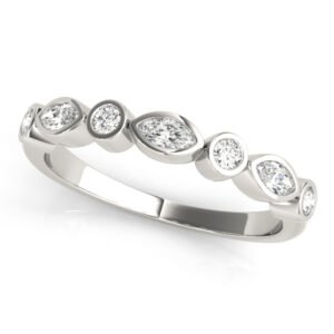 Alternating Round & Marquise Bezel Set Band