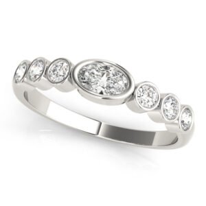 Bezel Set Stackable Oval Center Wedding Band