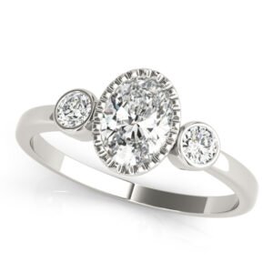 3-Stone Bezel Set Oval Engagement Ring