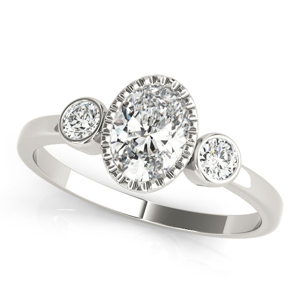 3-Stone Bezel Set Oval Engagement Ring