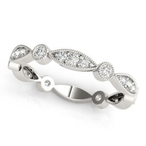 Bezel Set Stackable Milgrain Wedding Band