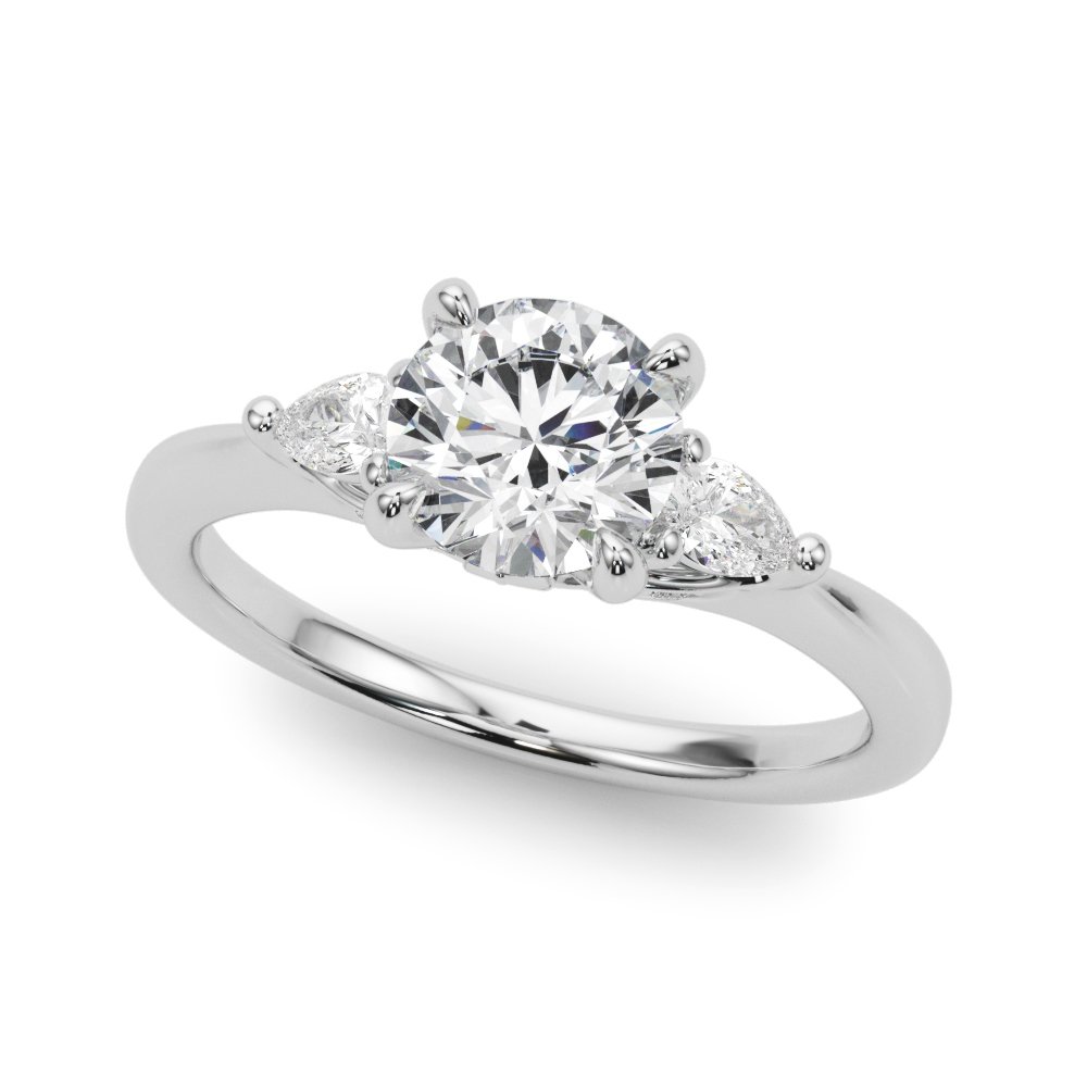 3-Stone Round & Pear Shape Engagement Ring