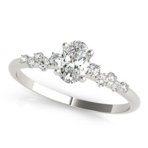 Scattered Diamond Oval Engagement Ring