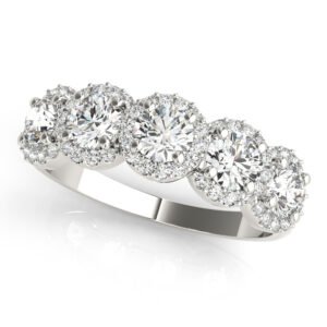 5-Stone Round Halo Wedding Bands