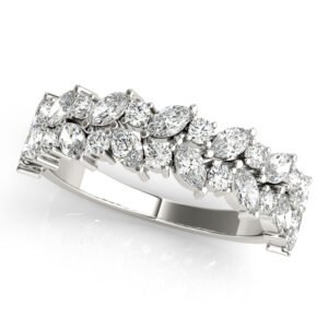 Alternating Marquise & Round 2-Row Band