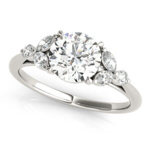 Fancy Side Cluster Round Engagement Ring