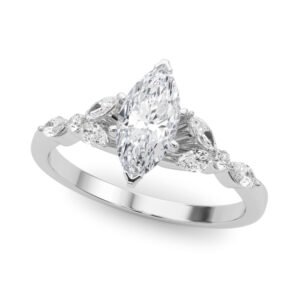 Alternating Marquise & Round Engagement Ring