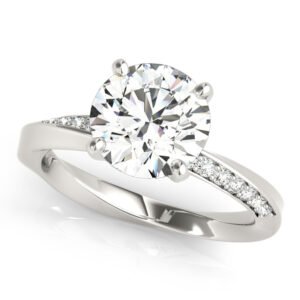 Single Row Twisted Prong Engagement Ring