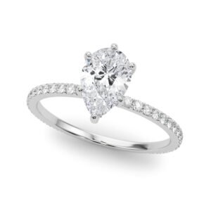 Hidden Halo Pear Shape Engagement Rings