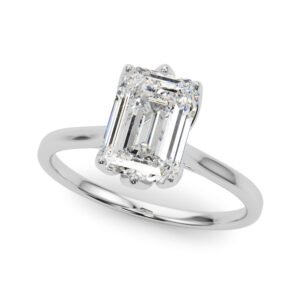 6-Prong Emerald Cut Floral Engagement Ring
