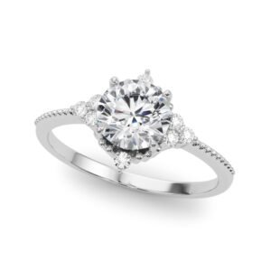 Cluster Side Round Engagement Ring
