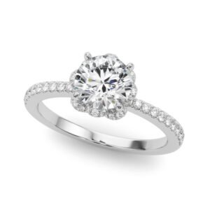 Prong Set Halo Engagement Ring