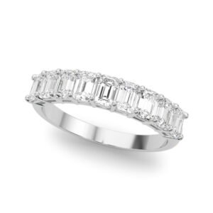 Emerald Cut Shared Prong Wedding Band