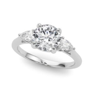 3-Stone Round Engagement Ring W/ Pear Sides