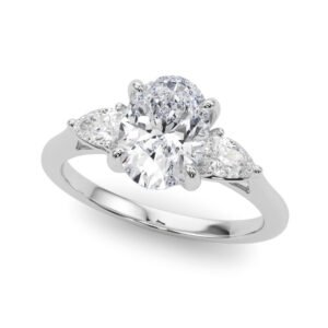 3-Stone Oval Engagement Ring W/ Pear Sides