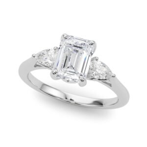 3-Stone Emerald Engagement Ring W/ Pear Sides