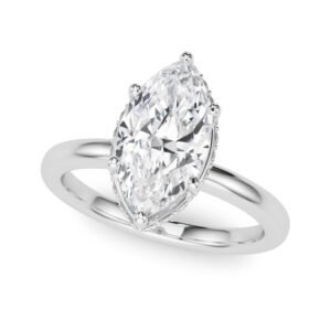 Double Hidden Halo Marquise Engagement Ring