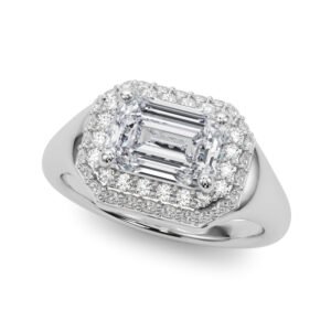 Double Halo Emerald Cut Engagement Ring