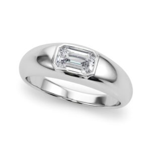 Modern Emerald Cut Bezel Set Engagement Ring