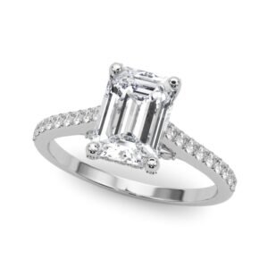 Accented Trellis Emerald Cut Engagement Ring